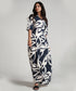 Front Buttoned Blue Printed Maxi Dress