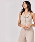 Halter Neck Buttoned Beige Waistcoat