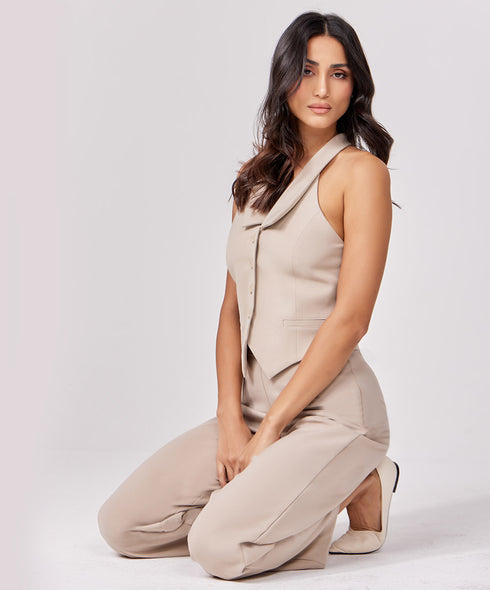 Flared Leg Formal Beige Pant