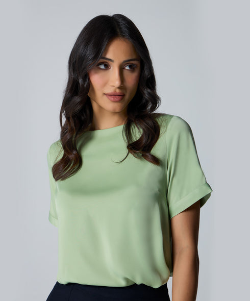 Sleeve Extended Satin Green Top