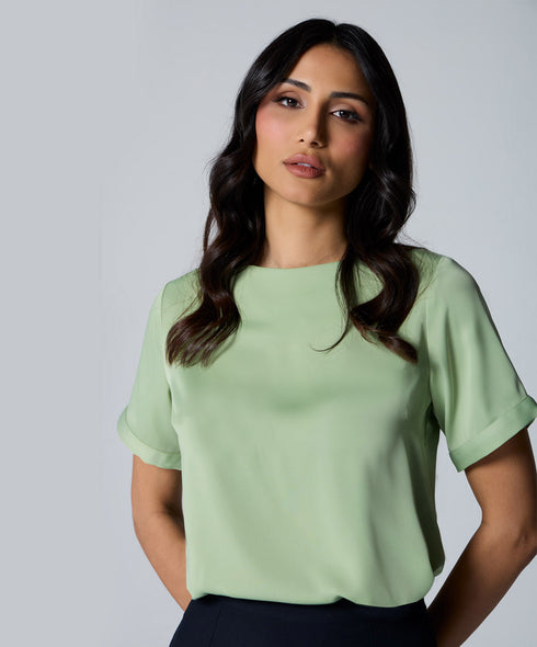 Sleeve Extended Satin Green Top