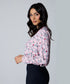 Vneck Rose Printed Long Sleeve Top