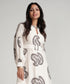 Puffed Sleeve Printed Round Neck Dress-Off White