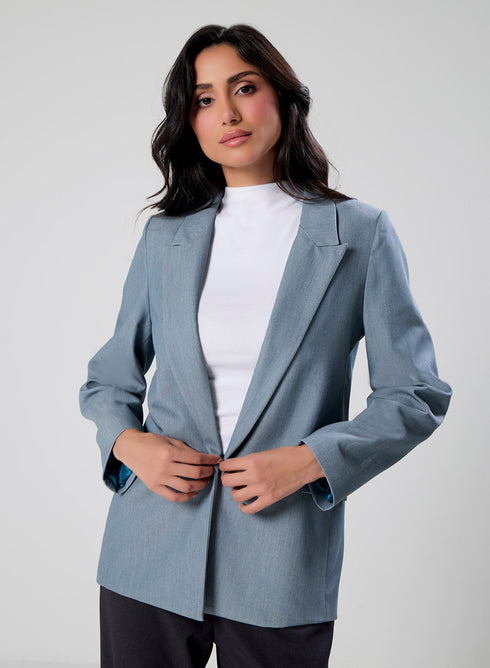 Marl Blue Colour Classic Formal Blazer