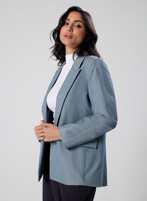Marl Blue Colour Classic Formal Blazer