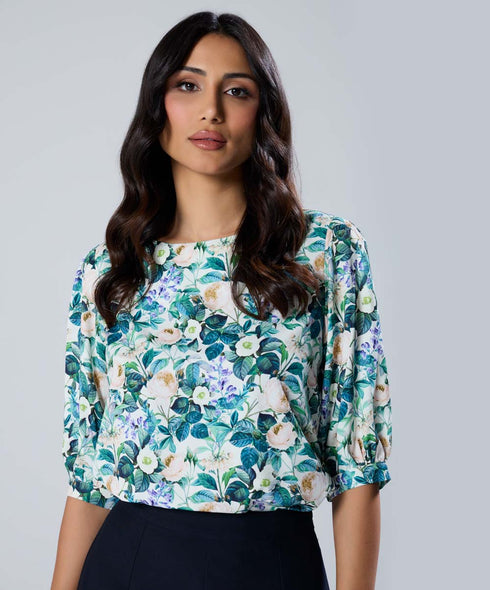 Print Puff Sleeve Blouse