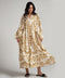 Vneck Elasticated Sleeve Loose Fitted Printed Dress-Yellow
