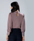 Neck Pleated Long Sleeve Brown Top