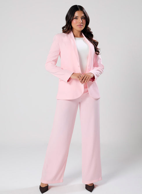 Flared Leg Formal Pant- Pastel Pink