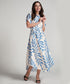 Asymmetrical Hem Blue Printed Dress