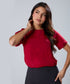 Sleeve Extended Satin Red Top