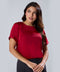 Sleeve Extended Satin Red Top