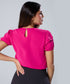 Pleated Sleeve Round Neck Pink Top