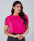 Pleated Sleeve Round Neck Pink Top