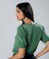 Vneck Pleated Green Half Sleeve Top