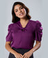 Satin Short Sleeve Purple Top