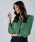 Neck Tie Chiffon Solid Green Top