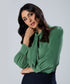 Neck Tie Chiffon Solid Green Top