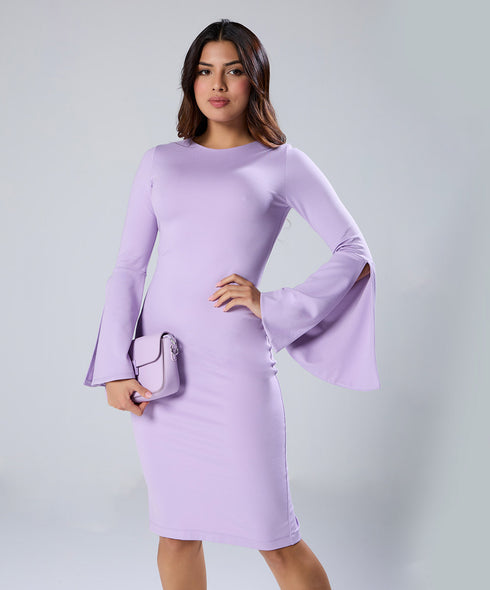 Sleeve Split Bodycon Ponte Dress