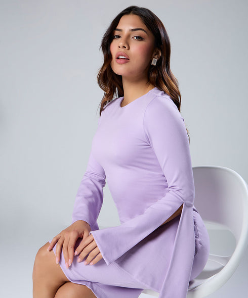 Sleeve Split Bodycon Ponte Dress