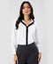 Contrast Lapel And Button Stand Long Sleeve Shirt