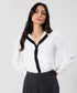 Contrast Lapel And Button Stand Long Sleeve Shirt