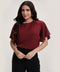 Sleeve Flared Round Neck Chiffon Top