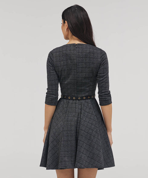 Scoop Neck Gingham Skater Dress