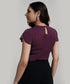 Petal Sleeve Chiffon Neck Pleated Purple Top