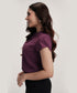 Petal Sleeve Chiffon Neck Pleated Purple Top