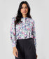 Pintuck Detailed Sleeve White Printed Top