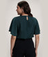 Sleeve Flared Round Neck Chiffon Green Top
