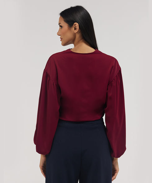 Front Neck Open Long Sleeve Top