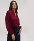 Front Neck Open Long Sleeve Top