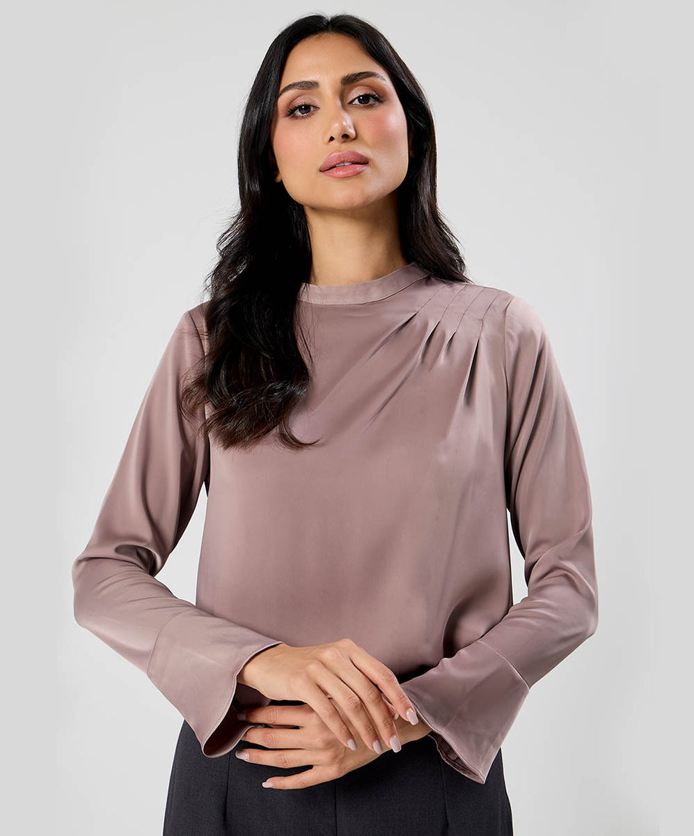 SANDY SLEEVE TOP BROWN