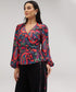Printed Chiffon Wrap Around Blue Top