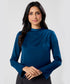 Side Pleated Long Sleeve Satin Top
