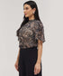 Sleeve Flared Mandarin Collar Black Top