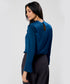Side Pleated Long Sleeve Satin Top