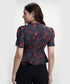 Vneck Half Sleeve Printed Black Peplum Top