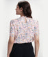 Neck Detailed With A Band Chiffon Printed Top