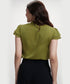 Sleeve Flared Chiffon Vneck Top