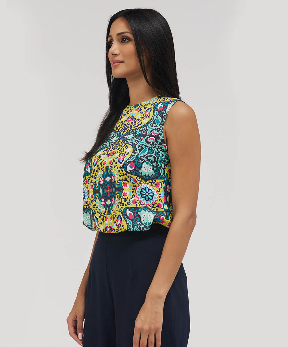 Sleeveless Top and Pants Chiffon Set with Shawl Tahiti