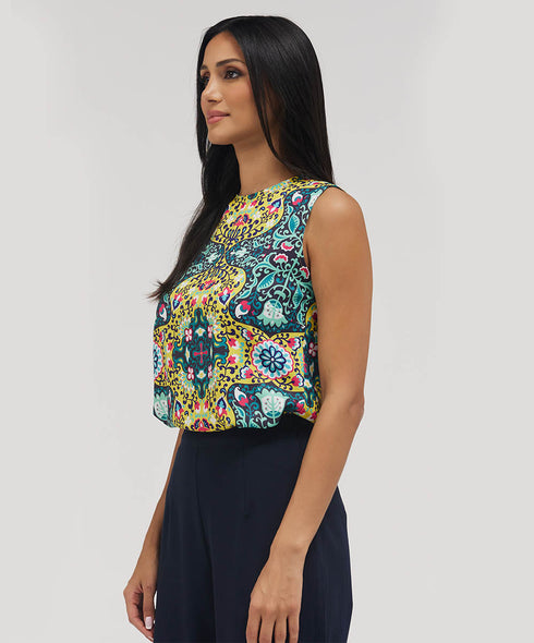 Sleeveless Printed Chiffon Top