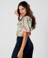 Round Neck Sleeve Detailed Printed Top
