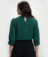 Neck Pleated Half Sleeve Chiffon Green Top