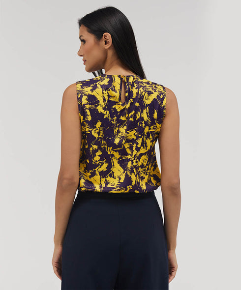Sleeveless Abstract Printed Chiffon Top
