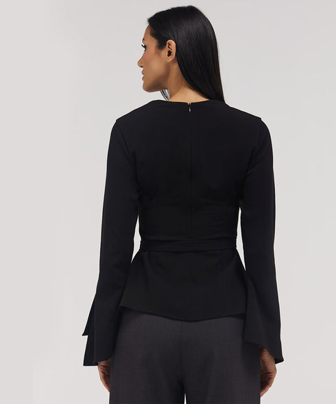 Split Sleeve Square Neck Top- Blue