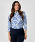 Collar Band Attached Printed Three Quarter Sleeve Top