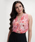 Neck Pleated Printed Pink Top